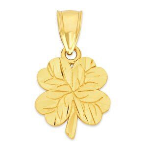 Solid 10k Gold Clover Pendant - Good Luck Jewelry Gifts for Her